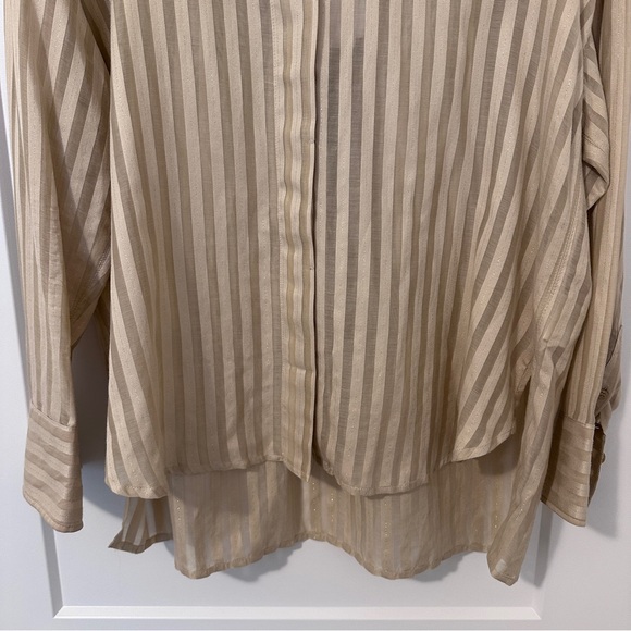 RIANI Striped Gold Voile Blouse Size 38 Women’s New With Tags Luxurious - Picture 6 of 12
